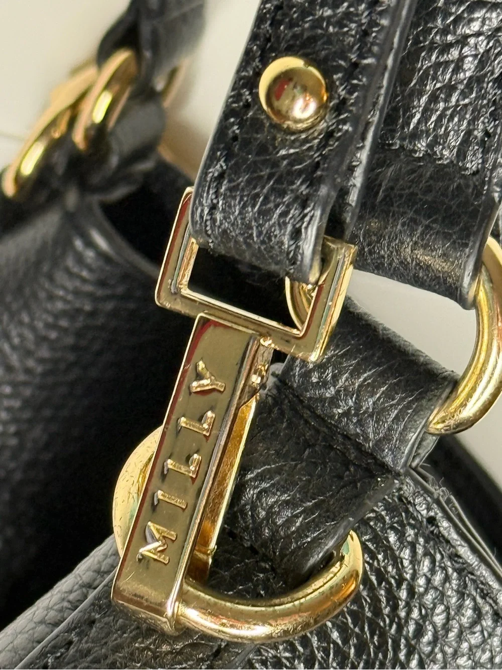 Milly Black Leather Fringe Drawstring Bucket Bag Purse Excellent Condition